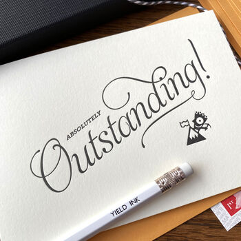 'Outstanding' Script Letterpress Card, 2 of 2