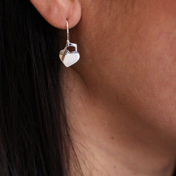 Personalised Sterling Silver Heart Drop Earrings, 2 of 7