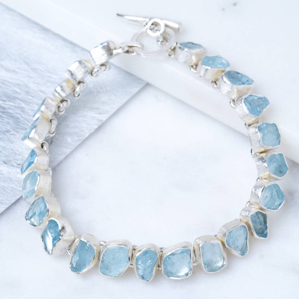 Aquamarine Organic Gemstone Bracelet By Sugar Mango
