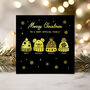 Personalised Family Or Friends Christmas Card With Foiled Christmas Wooly Hats, thumbnail 1 of 10