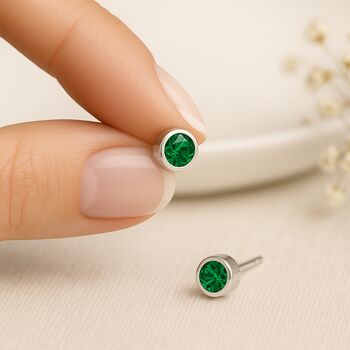 Sterling Silver May Birthstone Stud Earrings – 7mm, 3 of 7