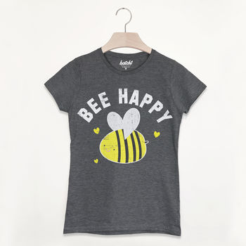 Bee Happy Women's Slogan T Shirt, 4 of 4