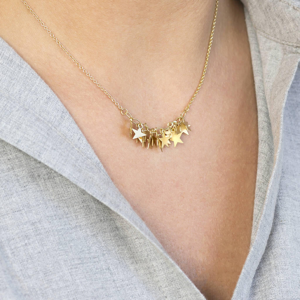 Delicate Gold Plated Stars Charm Necklace, 1 of 6
