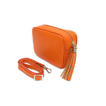 Orange Leather Cross Body Bag And Gold Chain Strap, 3 of 7