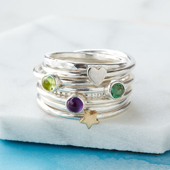 Simply Birthstone Sterling Silver Stacking Rings, 6 of 12