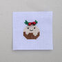 Kawaii Christmas Pudding Mini Cross Stitch Kit, thumbnail 5 of 12