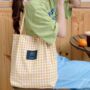 Checkered 'Enjoy Yourself Believe' Pastel Tote Bags, thumbnail 9 of 10