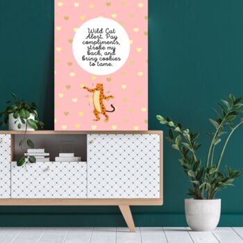 Cute Wall Art Poster With Leopard And Hearts, 3 of 5