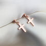 Rose Gold Colour Sterling Silver Cross Dangle Stud Earrings, thumbnail 1 of 4