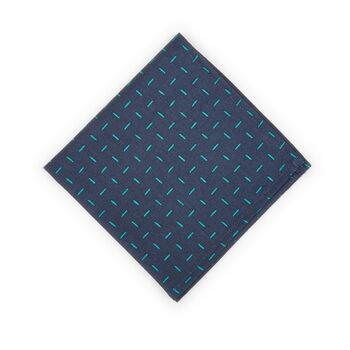 Mens Navy And Green Geometric Print Pocket Square, 5 of 6
