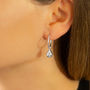 Sterling Silver Teardrop Stud Hoop Earrings, thumbnail 3 of 4