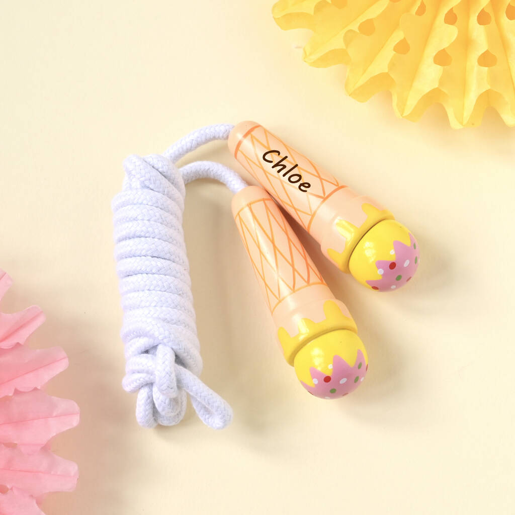 Personalised Ice Cream Shaped Wooden Skipping Rope, 1 of 5