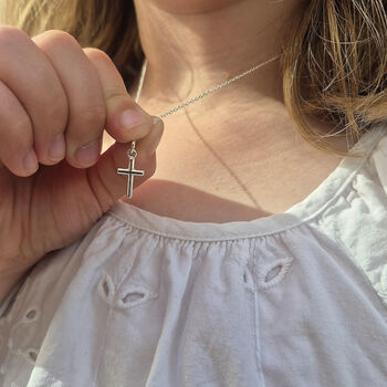 Children's Baptism Christening Or Holy Communion Sterling Silver Cross Necklace Gift, 6 of 8