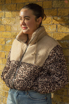 Leopard Print Waterproof And Teddy Mix Jacket, 6 of 7