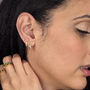 Minimalist Paved Double Clicker Gold Plated Hoops, thumbnail 3 of 5