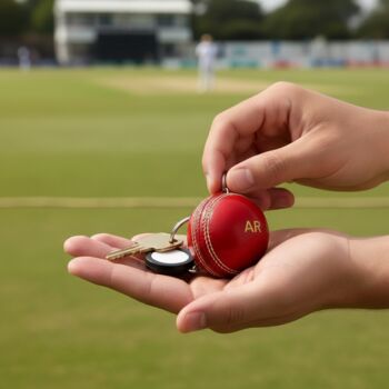 Personalised Vintage Miniature Cricket Ball Keyring, 9 of 12