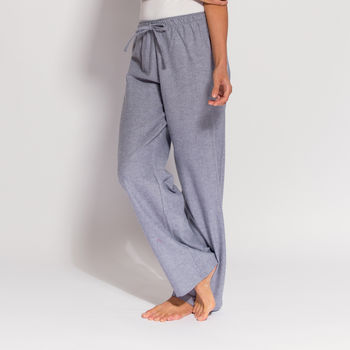 Women's Pyjama Trousers Ash Grey Herringbone Flannel, 3 of 4