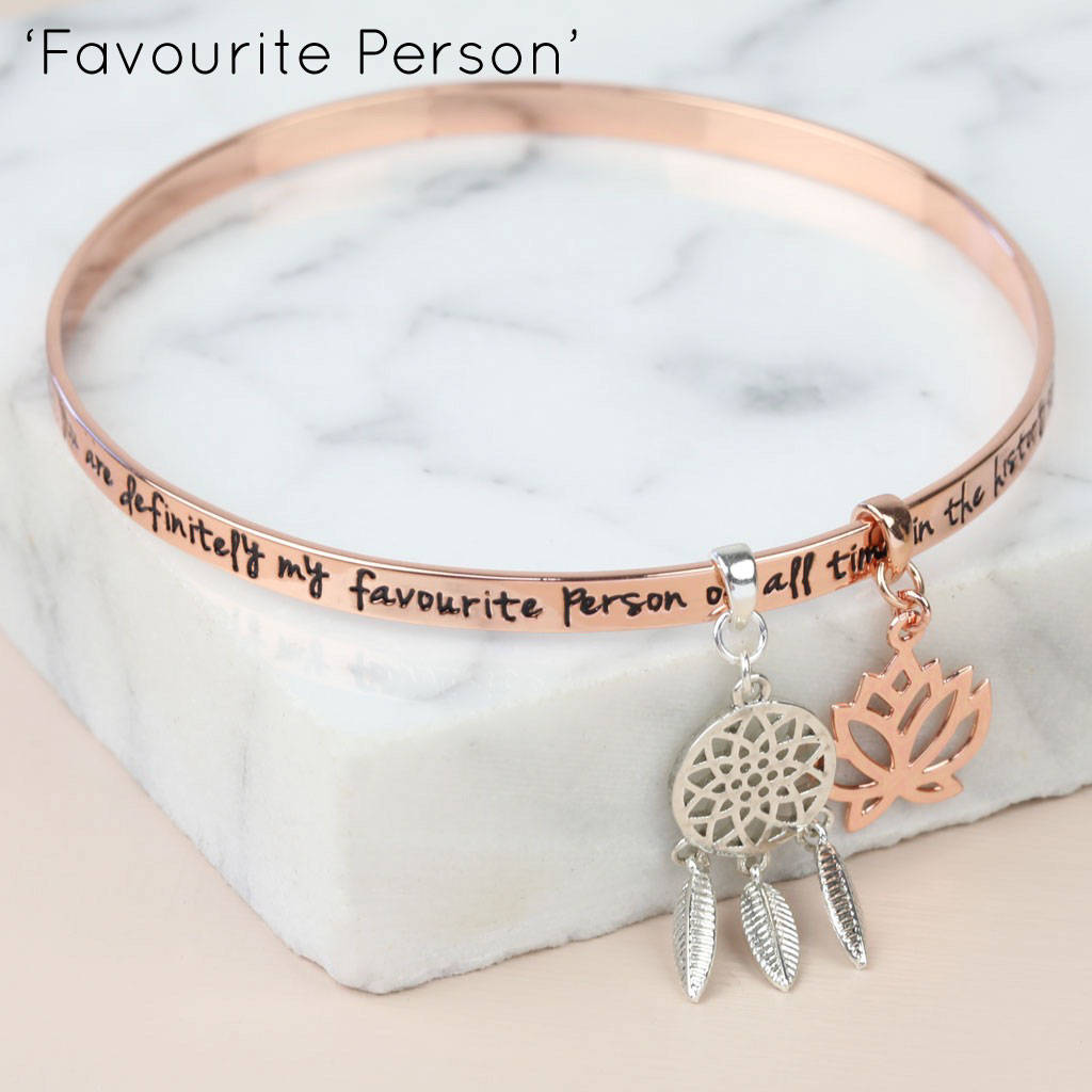 Rose Gold Meaningful Quote Bangle By Lisa Angel