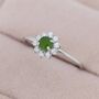 Genuine Jade Stone Halo Ring In Sterling Silver, thumbnail 4 of 11