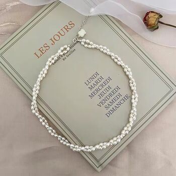 Lucy White Ivory Silver Pearl Drop Jewel Gift Necklace, 7 of 7