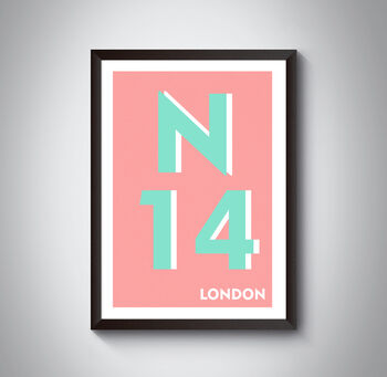 N14 Southgate London Postcode Typography Print, 9 of 10