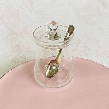 Antique Crystal Cut Glass Lidded Jam / Preserve Pot ~ Eight, 5 of 10