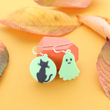 Mismatch Halloween Glow In The Dark Earrings, 3 of 5