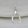 Solid Silver Lucky Wishbone Necklace, thumbnail 1 of 3