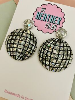 / Sparkly Mirror Ball Gift / Festival Statement Jewellery Silver Party Accessory / New Year's Eve Jewellery Shimmering Club Style, 4 of 6