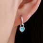 Moonstone Heart Dangle Huggie Hoop Earrings In Sterling Silver, thumbnail 1 of 10