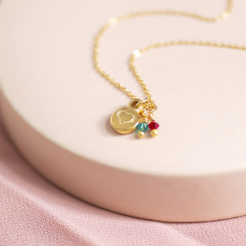 Gold Plated Heart Nugget Birthstone Charm Necklace, 4 of 12