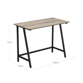 Greige Computer Desk Work Table With Steel Frame, 7 of 7