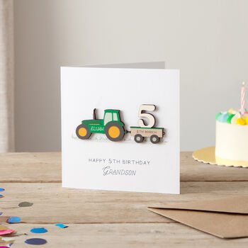 Personalised Tractor Keepsake Birthday Card, 2 of 3
