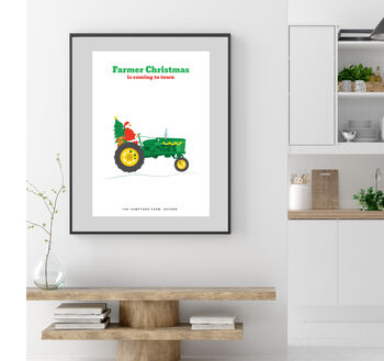 Personalised 'Farmer Christmas Is Coming To Town' Print, 2 of 4