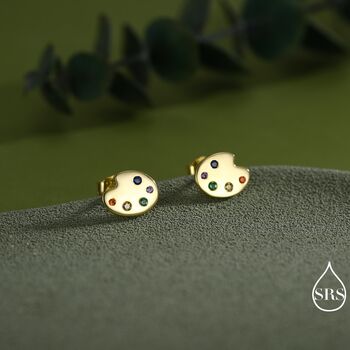 Paint Palette Stud Earrings In Sterling Silver, 4 of 12