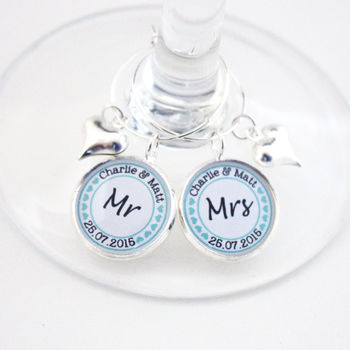 Eight Personalised Wedding Top Table Wine Charms, 3 of 8