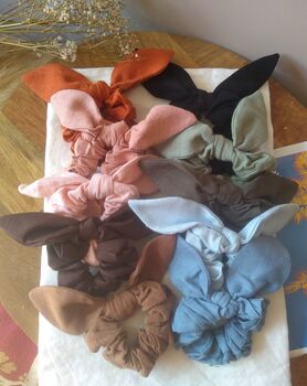 Bunny Bow Linen Scrunchie, 5 of 12