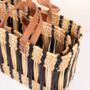Decorative Reed Storage Basket, Indigo Stripe, thumbnail 6 of 8