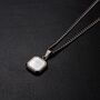 Silver Moonstone Pendant With Engraving, White Quartz Stone Necklace, thumbnail 5 of 10
