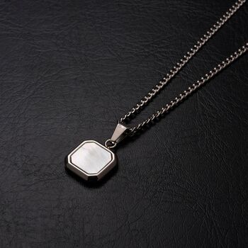 Silver Moonstone Pendant With Engraving, White Quartz Stone Necklace, 5 of 10
