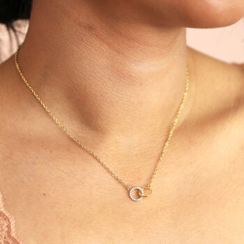 Crystal Interlocking Circle Pendant Necklace, 2 of 10
