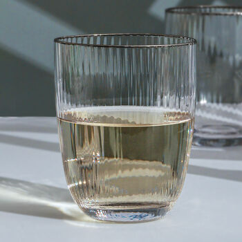 G Decor Set Of Four Ribbed Glasses With Silver Rim, 3 of 5