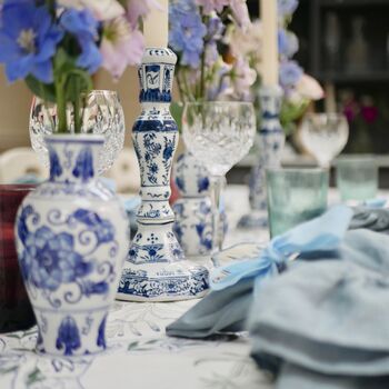 Chinoiserie Blue And White Porcelain Dutch Candlestick, 5 of 8