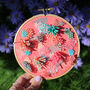Coral Pink Embroidered Hoop, thumbnail 3 of 7