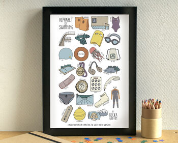 Swimming Alphabet Art Print Unframed, 2 of 3