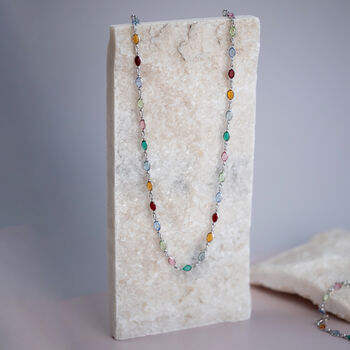 Colourful Multi Gemstone Sterling Silver Chain Necklace, 4 of 8