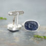 Hand Carved Sapphire Cufflinks In Sterling Silver, thumbnail 2 of 2