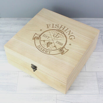Personalised Fishing Club Wooden Keepsake Box, 4 of 4