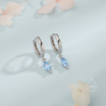 Extra Tiny Marquise Cz Huggie Hoop Earrings, 3 of 12