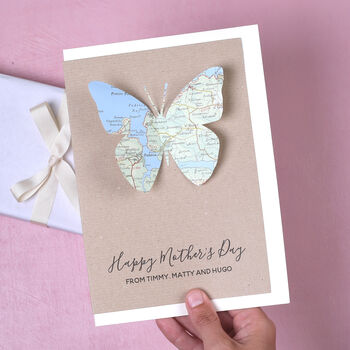 Personalised Map Butterfly Mother's Day Card, 4 of 7